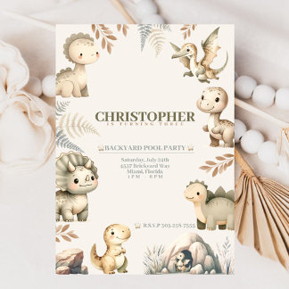 Roaring Boho Dinosaur Thema Geburtstag Einladung