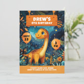 Roaring Dino Jungle Geburtstagabenteuer Einladung (Stehend Vorderseite)