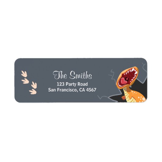 Roaring Dinosaur Baby Dusche Rücksendeadresse Etik (Vorne)