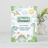 Roaring Dinosaur Birthday Einladung (Stehend Vorderseite)