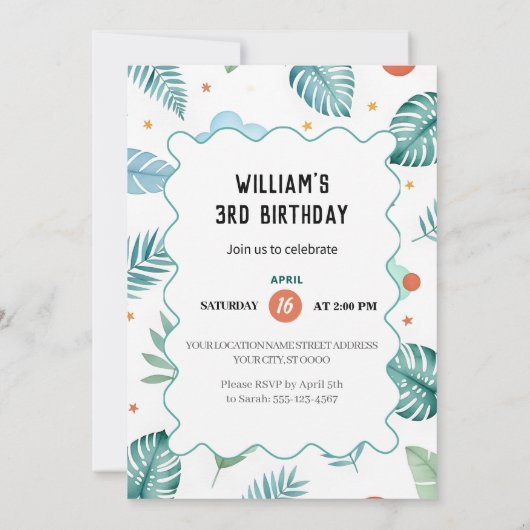 Roaring Dinosaur Birthday Einladung (Rückseite)