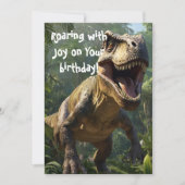 Roaring Dinosaur Birthday Green Grußkarte Einladung (Vorderseite)