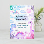 Roaring Dinosaur Birthday Invitation Einladung (Stehend Vorderseite)