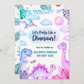 Roaring Dinosaur Birthday Invitation Einladung (Vorne/Hinten)