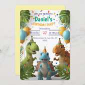 Roaring Dinosaur Boys Geburtstagsparty Einladung | (Vorne/Hinten)