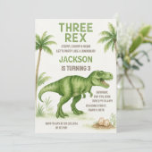 Roaring Dinosaur Geburtstagseinladungen Feiertagskarte (Stehend Vorderseite)