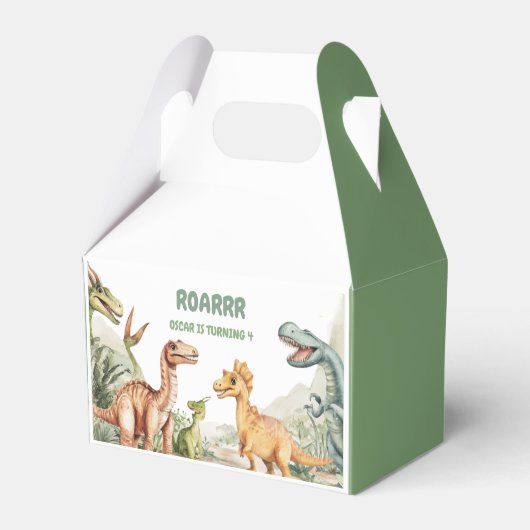 Roaring Dinosaur Geburtstagsparty Geschenkschachtel (Vorderseite)