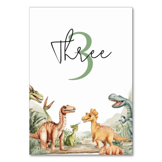 Roaring Dinosaur Geburtstagsparty Tischnummer (Vorderseite)
