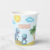 "Roaring Dinosaur Party | Boys Birthday  Pappbecher (Vorderseite)