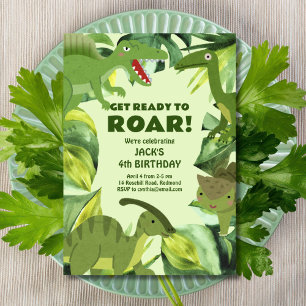 Roaring Dinosaurier Kind Geburtstag Einladung