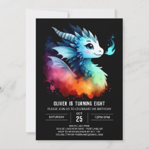 Roaring Dragon Birthday individuell anpassbar Einladung