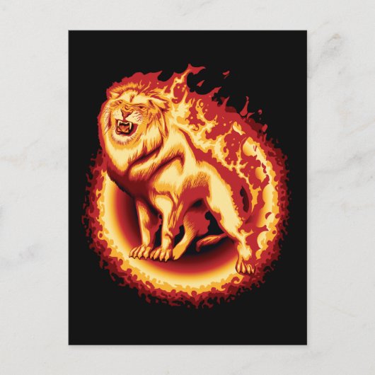 Roaring Fire Lion Postkarte (Vorderseite)