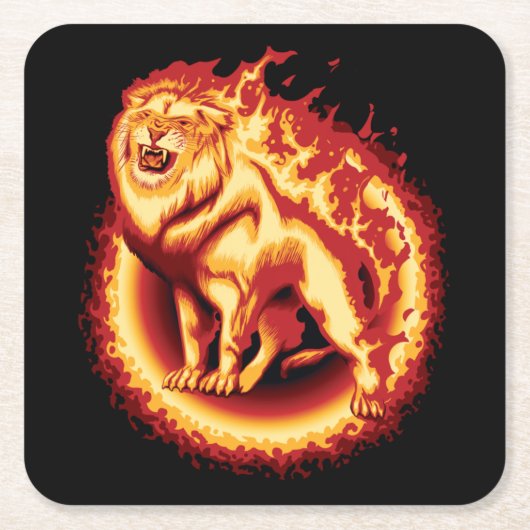 Roaring Fire Lion Rechteckiger Pappuntersetzer (Vorderseite)
