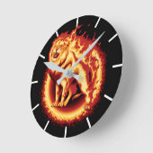 Roaring Fire Lion Runde Wanduhr (Winkel)