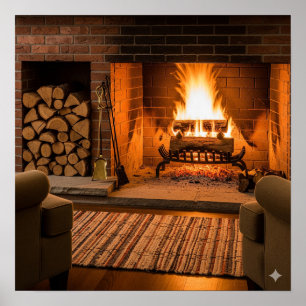 Roaring Fireplace Poster