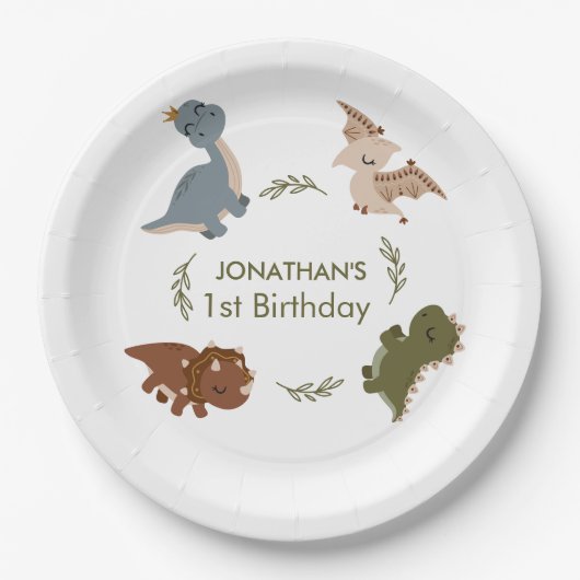 Roaring First Birthday Celebration Pappteller (Vorderseite)