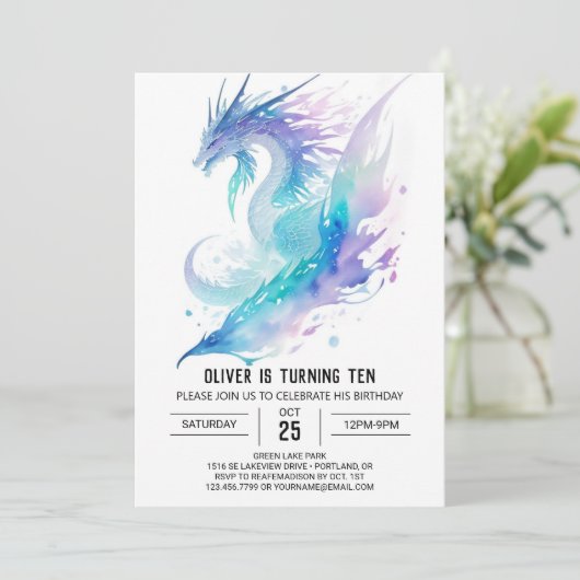 Roaring Fun Dragon Adventure Geburtstag Einladung (Stehend Vorderseite)