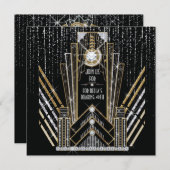Roaring Gatsby Art Deco Bling Party Einladungen (Vorne/Hinten)