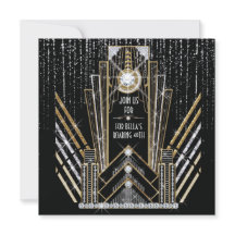 Roaring Gatsby Art Deco Bling Party Einladungen