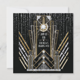 Roaring Gatsby Art Deco Bling Party Einladungen