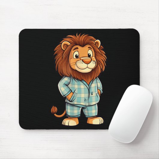 Roaring Giggles_ Lion In Pajama Costume For Sleepy Mousepad (Mit Mouse)