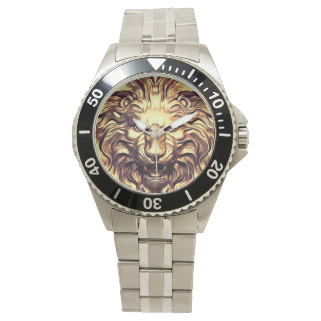 Roaring Gold Lion Head eWatch Armbanduhr (Vorderseite)