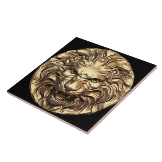 Roaring Gold Lion Head Keramik Tile Fliese (Seite)