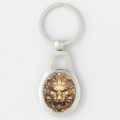 Roaring Gold Lion Head Metal Schlüsselanhänger (Vorderseite)