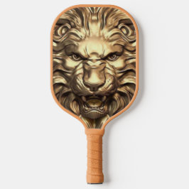 Roaring Gold Lion Head. Personalisiere Pickleball Schläger