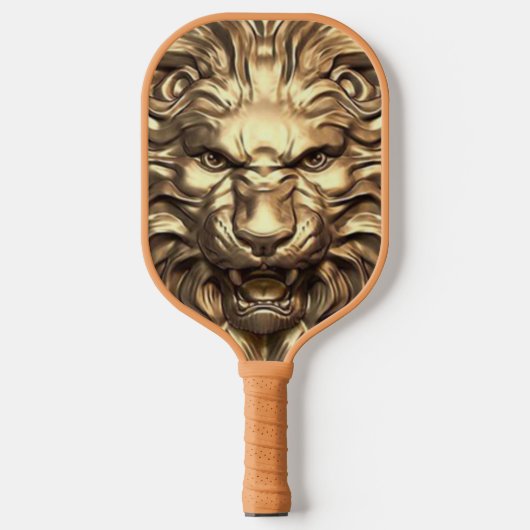 Roaring Gold Lion Head. Personalisiere Pickleball Schläger (Vorderseite)