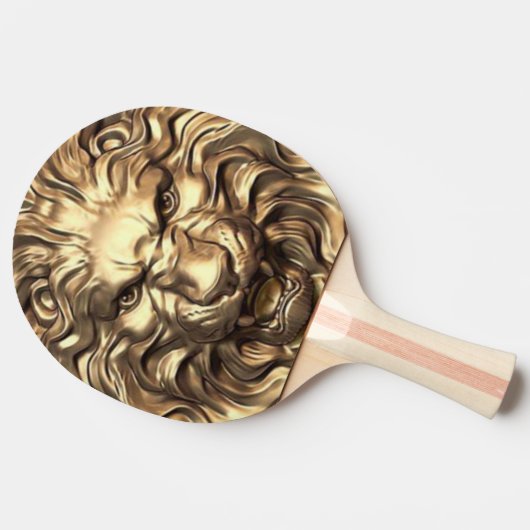Roaring Gold Lion Head. Personalisiere Tischtennis Schläger (Seitenansicht)