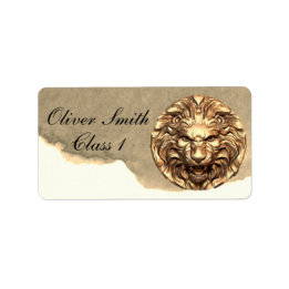 Roaring Gold Lion Head Personalisiert School Label Adressaufkleber