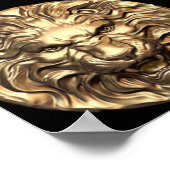 Roaring Gold Lion Head Poster (Ecke)