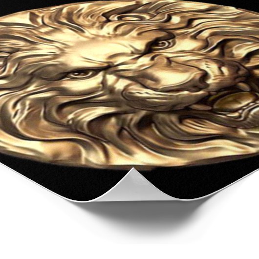Roaring Gold Lion Head Poster (Ecke)