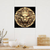 Roaring Gold Lion Head Poster (Küche)