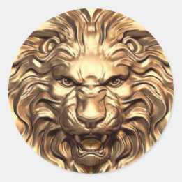 Roaring Gold Lion Head Runder Aufkleber