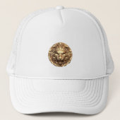 Roaring Gold Lion Head Truckerkappe (Vorderseite)