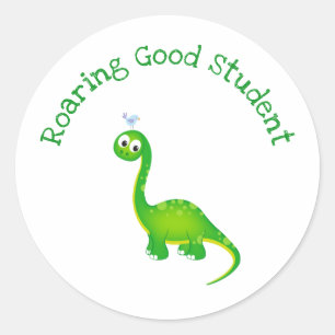 Roaring Good Student prähistorischen Dinosaurier C Runder Aufkleber