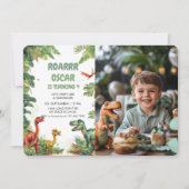 Roaring Good Time Dino Party Foto Einladung (Vorderseite)