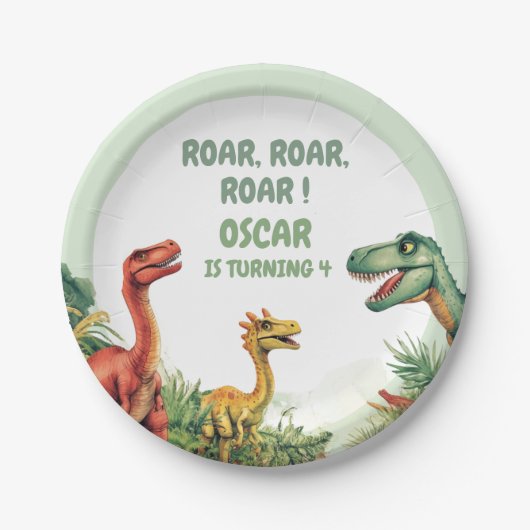 Roaring Good Time Dino Party Pappteller (Vorderseite)