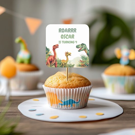 Roaring Good Time Dinosaur Party Quadratischer Aufkleber