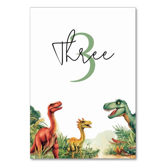 Roaring Good Time Dinosaur Party Tischnummer (Rückseite)