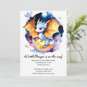 Roaring Good Time: Dragon Baby Dusche Einladung (Stehend Vorderseite)