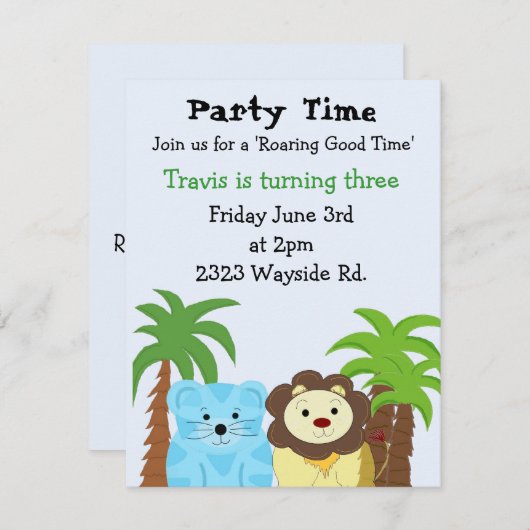 Roaring Good Time Party Einladung (Vorne/Hinten)