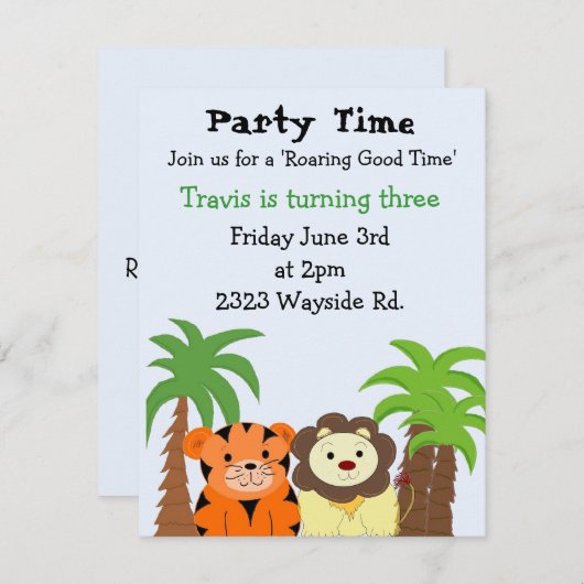 Roaring Good Time Party Einladung (Vorne/Hinten)