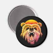 Roaring Grizzly Bär Face Magnet (Vorderseite/Rückseite)