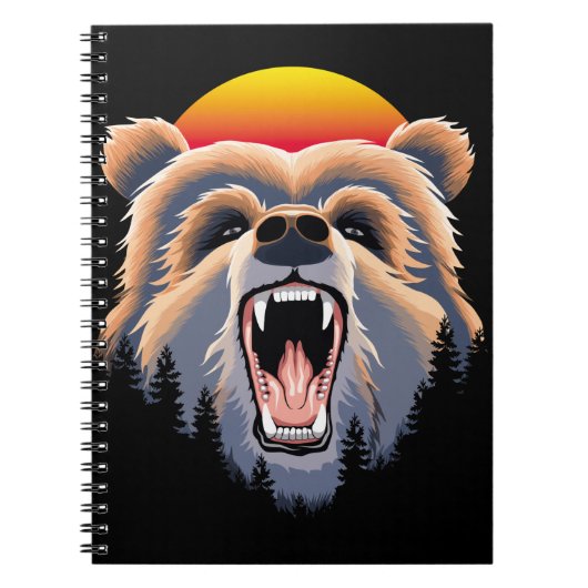 Roaring Grizzly Bär Face Notizblock (Vorderseite)
