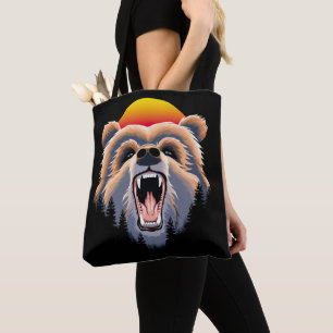 Roaring Grizzly Bär Face Tasche