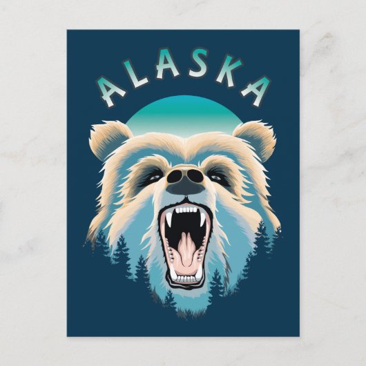 Roaring Grizzly Bären Face - Alaska Wildlife Postkarte (Vorderseite)