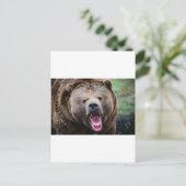 Roaring Grizzly Bear Postkarte (Stehend Vorderseite)
